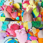 32-Pack Small Squeaky Dog Toys Bulk, Cute Fruits & Animal Stuffed Plush Puppy Toys, Soft Teething Toy Bundle for Small Medium Dogs & Puppies