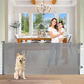 65" Wide Retractable Gate Stair Gates for Kids or Pets, Indoor/Outdoor/Gray | Retractable Dog Gate for Doorways/Stairs, Easy One-Hand Operation Safety Lock, Scratch-Resistant Mesh Baby Gate, Easy Install