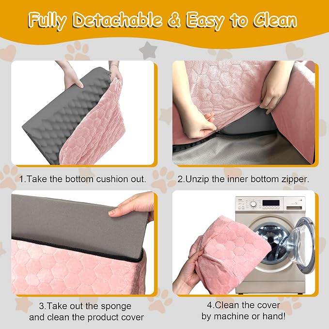 Dog Car Seat for Small/Medium Dogs, Memory Foam Dog Booster Seat, Travel Safety Per Car Seat with Washable Removable Cover, Storage Pockets for Dogs up to 35 lbs (Pink, Small)