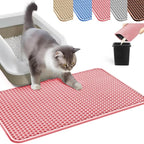 HCY&WLD Cat Litter Mat, Honeycomb Double Layer Litter Trapping Mat | Safe Materials, Soft on Paws, Waterproof Urine Proof Non-Slip, Protects Floors, Less Waste, Easy to Clean, Pink, 45" x 26"
