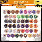 100 Pcs Halloween Dog Collar Bows Halloween Pet Flower Collar Bow Ties Attachment for Small Medium Large Dog Cat Puppy Holiday Grooming Accessories