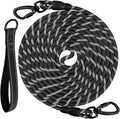 Joytale Long Dog Leash for Yard Tie Out & Recall Training, Black, 15FT | Secure Locking Carabiner, Removable Padded Handle, Reflective Webbing for Night Safety, Ideal for Outdoor Play and Camping