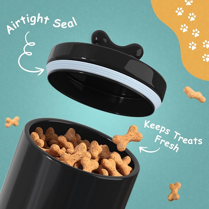 Barnyard Designs Ceramic Dog Treat Container with Airtight Lid (Black) | Large Rustic Storage Canister and Cookie Jar for Kitchen Counter; Airtight Lid Keeps Food Fresh; Farmhouse Decor
