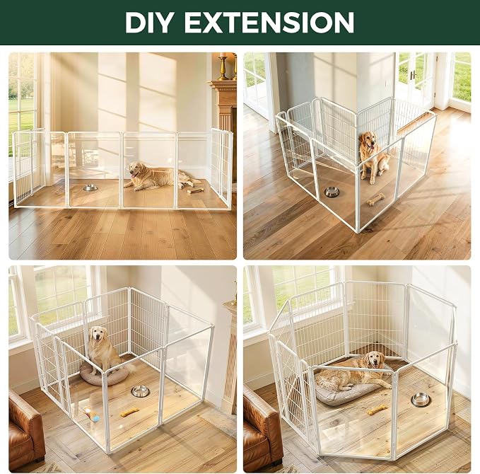 FXW AuraSpace Pro Acrylic & Wire Mesh Indoor Dog Playpen, 40" H, 8 Panels | Clear View, Heavy-duty Metal, Flexible Layouts, Easy Walk-Through, For Medium & Large Dogs, Patented