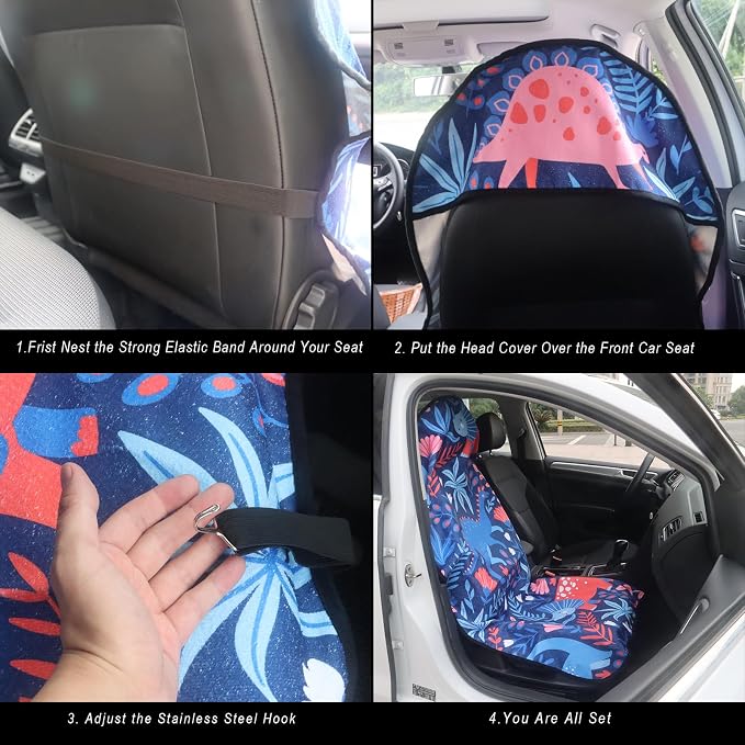 Car Seat Cover Protector Front Seats,for Gym Workout,Running,Swimming,Beach and Hiking,Waterproof Sweat Towel Bucket Seat Covers for Cars SUV Trucks (Dinosaur, 1Pcs)
