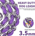 HOMIMP Heavy Duty Dog Leash - Chew Proof 4 FT, Reflective, Metal Training Leash with Soft Padded Handle, Strong Rope for Night Walking, Purple