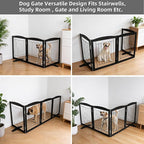 Dog Fence Indoor,Dog Gate Indoor for Doorway pet gate -3-Panel Freestanding, Hallways, House or Stairs -60x32-Inch Retractable Foldable Expandable Wood Pet by SFJC (Black) ﻿