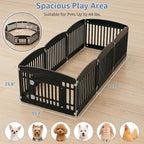 DUMOS Dog Playpen 8 Panels 24" Plastic Exercise Indoor Pen with Door Small Puppy, Medium Dogs Animal Pet Fence for Outdoor, Garden, Yard, RV Camping, Black