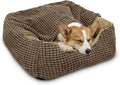 GASUR Dog Beds for Large Medium Small Dogs, Rectangle Cave Hooded Blanket Puppy Bed, Luxury Anti-Anxiety Orthopedic Cat Beds for Indoor Cats, Warmth and Machine Washable (30 inches, Brown)