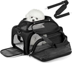 pidipiti 17x11x9.5 Soft-Sided pet Carrier,for Extra-Small Dog or Medium cat | top and 1 side Expandable,for Alaska Hawaiian Southwest Airline ,TSA Approved,with 2 pockets,zipper lock,leakproof