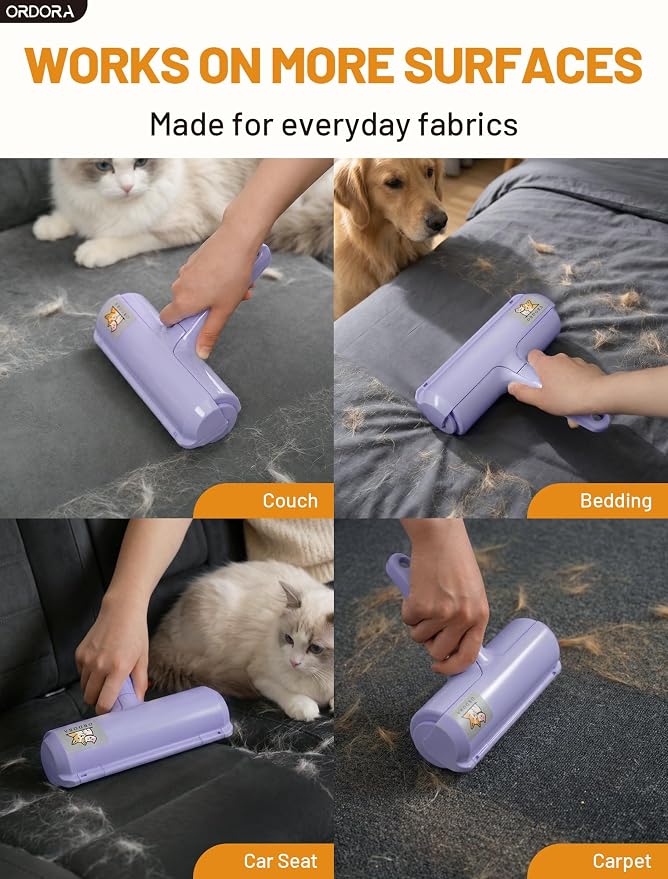 Pet Hair Remover Roller, Reusable Lint Roller for Dog and Cat Hair | Portable Pet Hair Roller with Large Fur Bin for Couches, Bedding, Car, Rugs & Furniture, No Refills or Batteries, Pet Homes