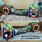 Kitty City Safari Jungle Cat Play Set, Collapsible Pop-Up Cat Toys Combo with Cube, Tunnel & Hideout, Interactive Indoor Kitty Playhouse for Exercise, Hiding & Lounging