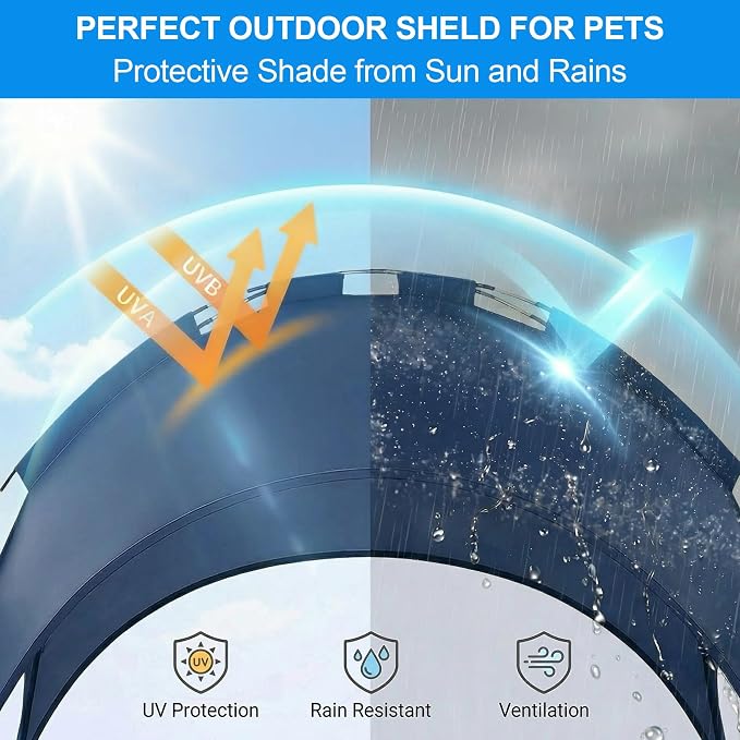Elevated Dog Bed with Canopy, 42in Raised Pet Cot for Medium/Large Dogs up to 70lbs, Outdoor Portable Dog Tent with Removable Sun Shade & Breathable Mesh for Camping, Beach, and Backyard