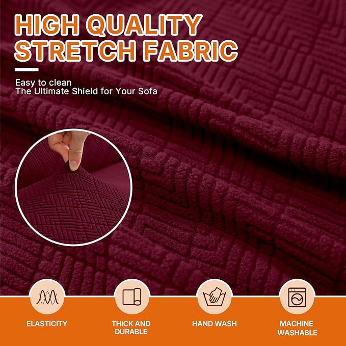 XINEAGE Stretch 2 Seater Slipcover, Non-Slip Pet Couch Cover,Wine Red | Washable Furniture Protector, Elastic Bottom, Dogs & Cats Friendly, Scratch-resistant, Fast Setup, High Elasticity