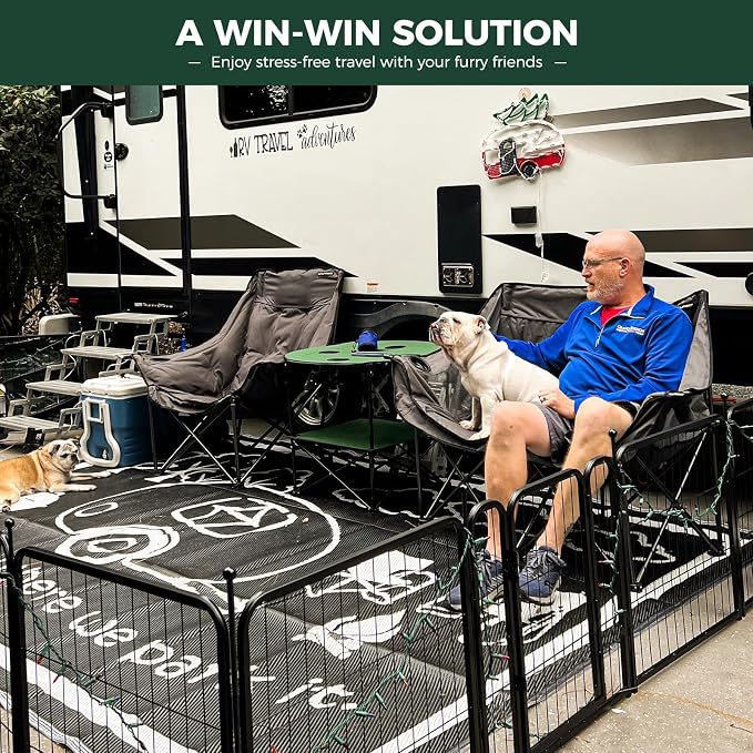FXW Rollick Dog Playpen, Indoor, Yard & RV Camping, 24" H, 48 Panels | Easy setup, Heavy-duty, DIY layouts, Walk-through gate, for Puppies & Small Dogs, Patented