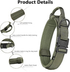 Tactical Dog Collar and Leash Set Heavy Duty Military Dog Collar with Handle and Metal Buckle for Medium and Large Dogs (Army Green, L)