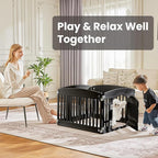 Sweetcrispy Plastic Dog Playpen, 4 Panel 24" Expandable & Durable Pet Fence for Small to Medium Dogs - Indoor & Outdoor Portable Puppy Playpen with Secure Locking Door