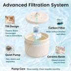 Ceramic Cat Water Fountain, 1L/32oz Automatic Pet Drinking Fountain with Quiet Pump & Triple Filtration, Durable BPA-Free Ceramic, Easy to Clean, Dishwasher Safe for Cats & Small Dogs