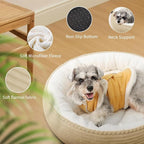 Zerbuger Cat Bed, 23In Dog Beds for Small Dogs, Calming Cat & Dog Beds for Indoor Pets, Pet Beds Comfortable Donut Round Ultra Soft (Camel, 23" L x 23" W x 6.5" Th)