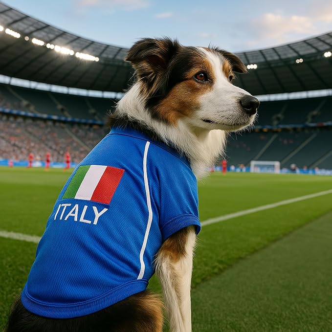 Parisian Pet Italy Dog Jersey - Breathable Mesh Puppy Football Jersey - Stretch Sporty Dog Clothes - Summer Shirts for Small Dogs - Soccer Jersey for Dogs - Sportswear Pet Clothes - Team Italy Apparel