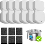 Cat Water Fountain Filter Replacement: 6 PCS Carbon & Sponges | Compatible with UMOCUOY/GIOTOHUN/HOOISE/ATMZIQXR/IHOUONE 74oz/88oz/108oz Stainless Steel Cat Fountains