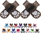 PUPTECK Anti-Slip Dog Socks with Double Sides Grips for Small Medium Large Dogs Hardwood Floors Prevents Licking, Dog Shoes for Hot Pavement Traction Control for Senior Dogs, Coffee Brown XL