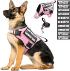 Service Dog Vest Harness and Leash Set+10 Patches,No Pull&Easy Walk Reflective Dog Harness with Soft Padded Handle for Training/Everyday,Fit Small/Medium/Large/Extra-Large Dogs (Pink XL) | No Pull&Adjustable Reflective Dog Harness Large Sized,Dog Leash...