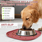 SMILOOL Small Silicone Pet Food Mat with Raised Edge for Food and Water Bowl, Square Dog Feeding Mats, Cat Food Trays for Floor Waterproof, Rubber Tray for Dogs and Cats, 12 x 12 x 0.7 Erythrinus