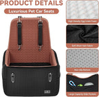 PETSFIT Dog Booster Car Seat with Patented Safety System, 5" Elevated Pad | Fully Detachable Washable Cover, Memory Foam Pet Car Seat for Small/Medium Dogs Up to 35 Lbs with Safety Belt