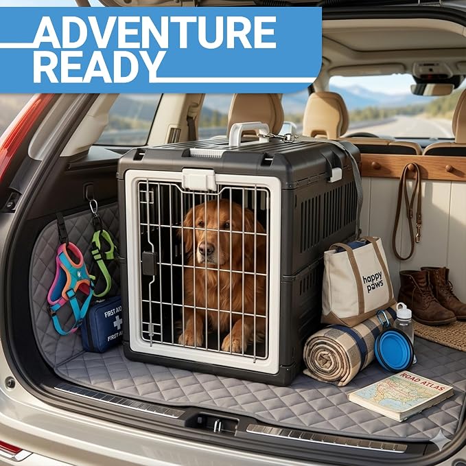 Pet Carrier & Crate, 35"L x 21"W x 27"H - Collapsible Hard Sided Kennel for Large Dogs and Cats, Portable Carrier for Indoor Outdoor Travel