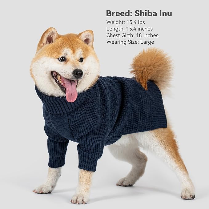 cyeollo Dog Sweater Long Sleeve Knitted Turtleneck Pullover Warm Clothes | Ultra Soft Warm Knit, Full Coverage, 4-Way Stretch for Easy Movement, Easy On & Off, Winter Daily Wear for Small Dogs