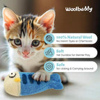 Woolbuddy Wool Cat Toys (Fish 3 PCS) Catnip-Free Kick Toys for Cats Kittens | 100% Pure Wool Felt Interactive Cat Toys, Catnip-Free for Bored Cats, Teething Kittens, Redirect Cat's Destructive Energy