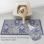 Glittme Cat Litter Mat, 24"x15" Non-Slip Washable Trapping Mat for Cats | Litter Trapping Mat With Thick PVC Coil To Catch Scatter, Soft On Paws And Waterproof Bottom To Protect Floors