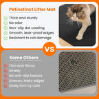 Extra Large Cat Litter Mat, Double Layer Honeycomb Design | 30x22”, Reduces Litter Tracking, Easy to Clean, Waterproof, Non-Slip, Soft on Paws, Scratch Resistant, Black, XL