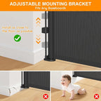 EZIGO 120 Inch Retractable Baby Gates, 41 Inch Extra Tall Retractable Gate | Reinforced Retractable Dog Gate with Rods, 10 FT Extra Long Mesh Pet Gate for Stairs Hallways Doorway Indoor Outdoor, Black
