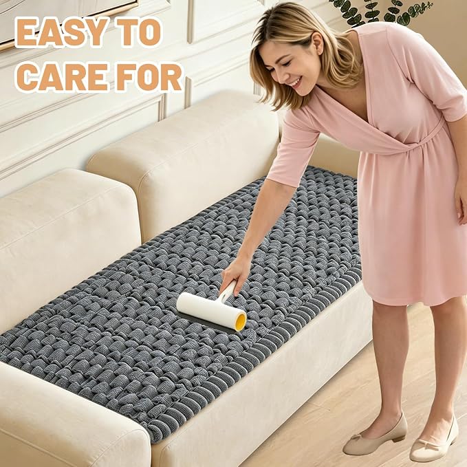 Waterproof Couch Cover for Dogs Washable,Nonslip Fuzzy Durable Pet Friendly | Soft Slipcovers for 3 Cushion Sofa Cover,Plush Thick Protector Fits Mat Bed Leather & Fabric Couches (Grey 27.6"x59.06")