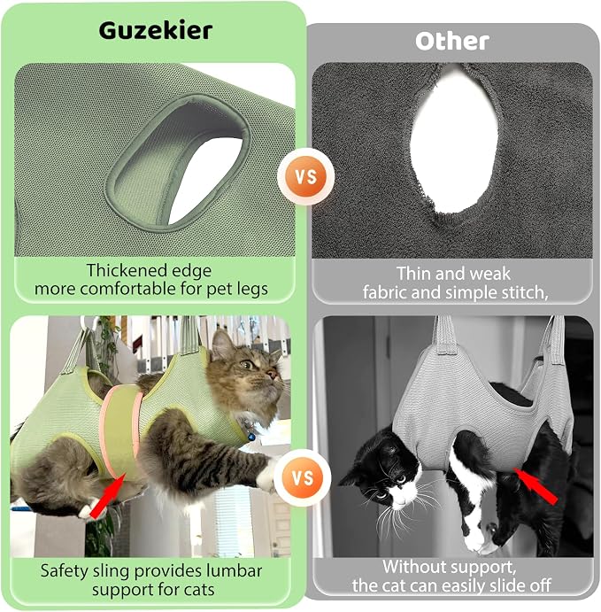 Cat Grooming Hammock for Nail Trimming, Cat Nail Clipper Hammock Harness | Helps Keep Cats Secure with Wrap-Style Restraint and Immobilizer Support for Easier Nail Trimming