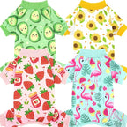 XPUDAC 4 Pack Dog Pajamas for Small Dogs Girl Boy Soft Stretchy Pjs Summer Puppy Clothes for Doggie Pet Outfits, Large