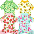 XPUDAC 4 Pack Dog Pajamas for Small Dogs Girl Boy Soft Stretchy Pjs Summer Puppy Clothes for Doggie Pet Outfits, X-Large