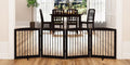 PUPETPO Freestanding Pet Gate for Dogs, Foldable Wooden Dog Gate for House, Indoor Dog Gate for Stair, Doorway, Gates for Dogs Indoor, 80 Inch Wide, 4 Panels 24",Brown