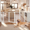 Snagle Paw Metal Freestanding Dog Gate with Door,120” W x 36” H Dog Fence with Support Feet for Doorways, Stairs and Hallways, Portable Pet Gate for Indoor Use (6 Panel, White)