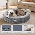 BALANCE Donut Dog Bed, 36 Inches Round Dog Bed Large Size Dogs Washable, Orthopedic Calming Dogs Beds for Kitten, Fluffy Plush Faux Fur Pet Bed with Anti-Slip Bottom