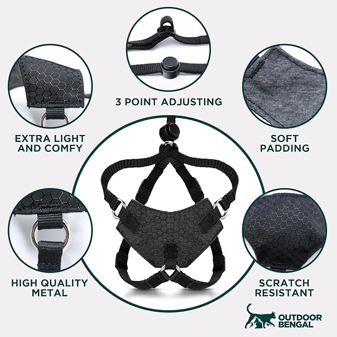 Houdini™ Escape Proof Cat Harness and Leash (Turquoise, XL) | Adjustable walking vest with 6ft lead, breathable mesh, secure snug fit, lightweight for travel, hikes and daily adventures