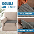 H.VERSAILTEX Plush Chenille Couch Cover for 3 Cushion Couch Anti Slip Washable Sofa Slipcovers Soft and Durable Furniture Protector for Dogs Cats Kids (27.5" x 82", Gray)