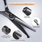 Dog Grooming Scissors Kit with Safety Round Tips, GEMEK Professional 6 in 1 Grooming Scissors for Dogs, Heavy Duty Titanium Coated Pet Grooming Scissor for Dogs, Cats and Other Animals (Black)