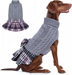 KYEESE Dog Sweater Dress Turtleneck Thick Knit Pullover for Cold Weather | Stretchy Fit, Lightweight & Warm, Cozy Knit Comfort, Cute Bow Accent, Gentle on Sensitive Skin, Comfortable Daily Wear