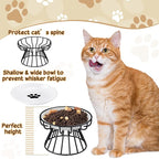 Roshtia 4 Sets Elevated Cat Bowls Ceramic Raised Cat Food Bowls with Metal Stand Dishwasher Safe Dishes Non Slip Elevated Food Plate(Black,Paw)