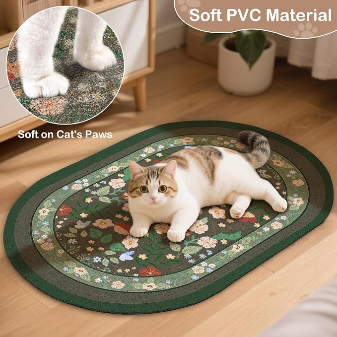 Bienbee Cat Litter Mat, 24" x 15" Dense Trapping Mesh for Litter Boxes | Litter Box Mat with PVC Mesh, Waterproof &Urineproof, Non-Slip Grip, Soft On Kitty Paws and Easy to Clean to Protect Floor