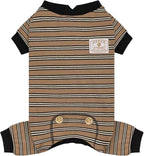 KYEESE Dog Pajamas, Soft Dog Pajamas for Small Dogs Boy Girl, Comfy Dogs PJS Breathable Onesie Clothes, Stretchy Jammies Pet Sleepwear, Lightweight Puppy Jumpsuit Outfit, Khaki Striped, S