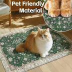 Cat Litter Mat Litter Trapping Mat, 40"x30" Waterproof Urine Proof Litter Box Mat Catcher Mat Non-Slip Washable for Kitty Kitten, Green